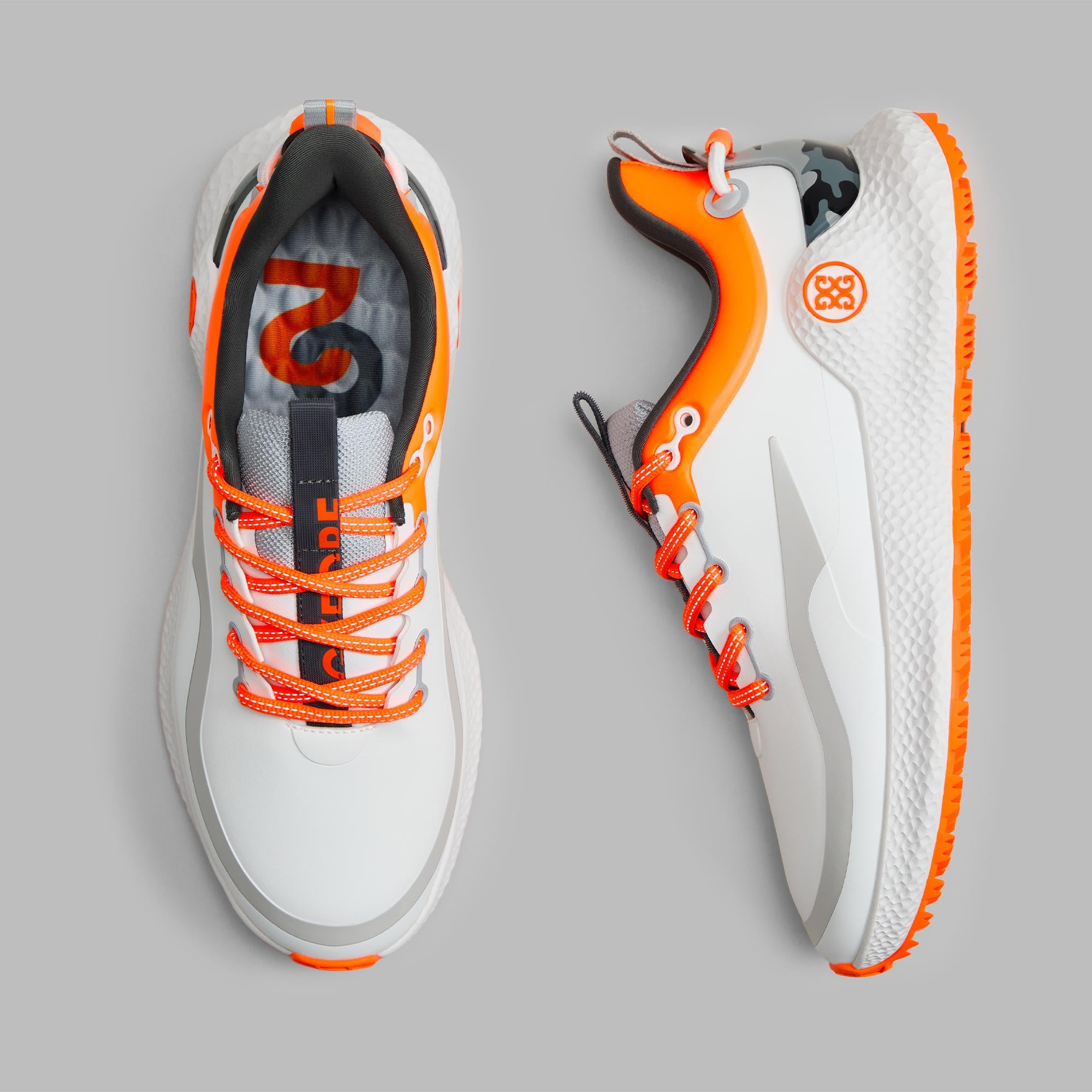 G/FORE G/LOCK Camo Accent MG4+O2 Mens Golf Shoes Charcoal/Shocking Orange